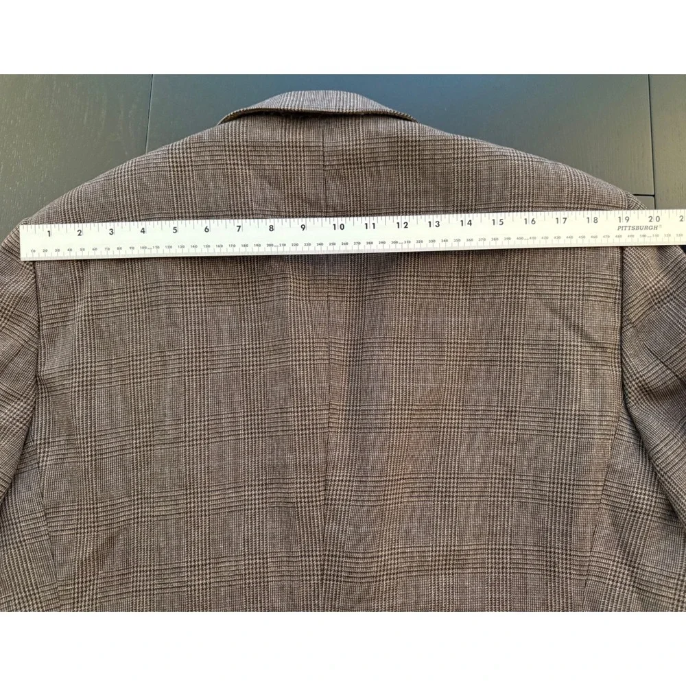 Linea Uomo Glen Check Sport Coat Mens 42R Brown Wool Three-Button‎ Blazer Jacket